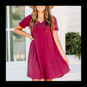 Wine Red T-shirt Dress